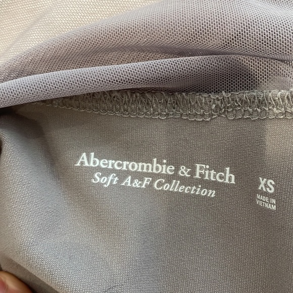SOLD - Abercrombie and Finch Long-Sleeve Mesh Squareneck Bodysuit XS taupe - Picture 2 of 3